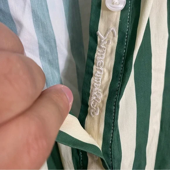 Simon Miller Loch Poplin Maxi Button Down Dress Striped Green Cut Out Large - Picture 5 of 15